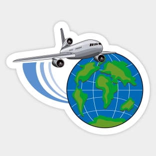 Commercial Jet Around World Retro Sticker